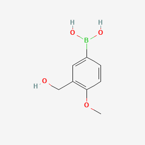 (3-(Hydroxymethyl)-4-methoxyphenyl)boronic acid chemical structure (CAS 908142-03-0)
