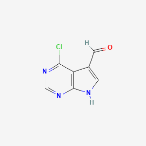 4-Chloro-7H-pyrrolo[2,3-d]pyrimidine-5-carbaldehyde chemical structure (CAS 908287-21-8)