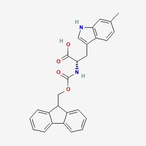 (S)-2-((((9H-Fluoren-9-yl)methoxy)carbonyl)amino)-3-(6-methyl-1H-indol-3-yl)propanoic acid chemical structure (CAS 908846-99-1)