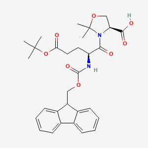 (S)-3-((S)-2-((((9H-Fluoren-9-yl)methoxy)carbonyl)amino)-5-(tert-butoxy)-5-oxopentanoyl)-2,2-dimethyloxazolidine-4-carboxylic acid chemical structure (CAS 909115-33-9)