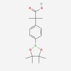 2-Methyl-2-(4-(4,4,5,5-tetramethyl-1,3,2-dioxaborolan-2-yl)phenyl)propanoic acid chemical structure (CAS 909187-36-6)