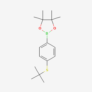 2-(4-(tert-Butylthio)phenyl)-4,4,5,5-tetramethyl-1,3,2-dioxaborolane chemical structure (CAS 909255-87-4)