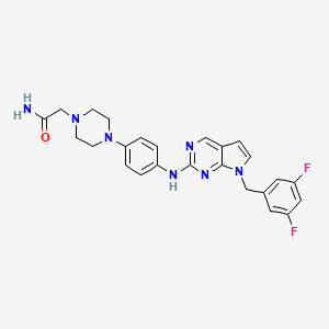2-(4-(4-((7-(3,5-Difluorobenzyl)-7H-pyrrolo[2,3-d]pyrimidin-2-yl)amino)phenyl)piperazin-1-yl)acetamide chemical structure (CAS 909561-15-5)