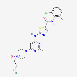 4-(6-((5-((2-Chloro-6-methylphenyl)carbamoyl)thiazol-2-yl)amino)-2-methylpyrimidin-4-yl)-1-(2-hydroxyethyl)piperazine 1-oxide chemical structure (CAS 910297-52-8)