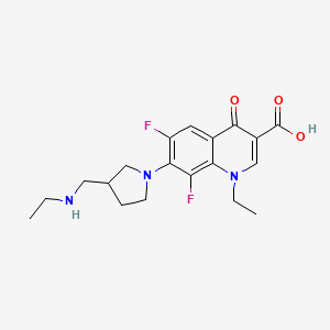 1-Ethyl-7-(3-((ethylamino)methyl)pyrrolidin-1-yl)-6,8-difluoro-4-oxo-1,4-dihydroquinoline-3-carboxylic acid chemical structure (CAS 91188-00-0)