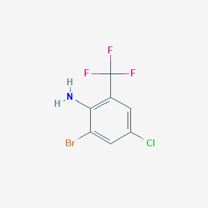 2-Bromo-4-chloro-6-(trifluoromethyl)aniline chemical structure (CAS 912617-74-4)