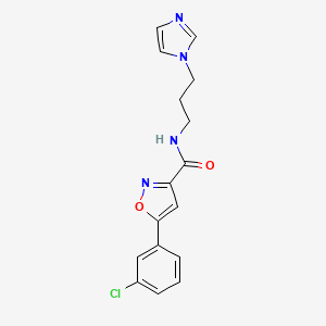 N-(3-(1H-Imidazol-1-yl)propyl)-5-(3-chlorophenyl)isoxazole-3-carboxamide chemical structure (CAS 912789-08-3)