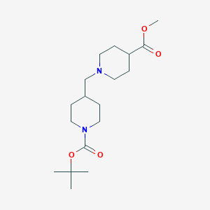 tert-Butyl 4-((4-(methoxycarbonyl)piperidin-1-yl)methyl)piperidine-1-carboxylate chemical structure (CAS 914347-36-7)