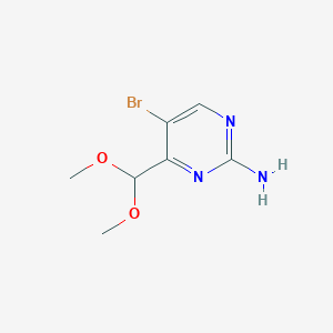 5-Bromo-4-(dimethoxymethyl)pyrimidin-2-amine chemical structure (CAS 914347-52-7)