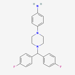 4-(4-(Bis(4-fluorophenyl)methyl)piperazin-1-yl)aniline chemical structure (CAS 914349-65-8)