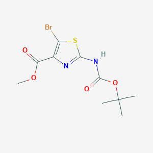 Methyl 5-bromo-2-((tert-butoxycarbonyl)amino)thiazole-4-carboxylate chemical structure (CAS 914349-71-6)