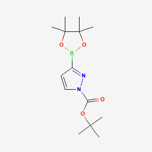 tert-Butyl 3-(4,4,5,5-tetramethyl-1,3,2-dioxaborolan-2-yl)-1H-pyrazole-1-carboxylate chemical structure (CAS 914672-66-5)