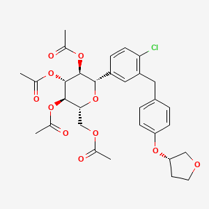 (2R,3R,4R,5S,6S)-2-(Acetoxymethyl)-6-(4-chloro-3-(4-(((S)-tetrahydrofuran-3-yl)oxy)benzyl)phenyl)tetrahydro-2H-pyran-3,4,5-triyl triacetate chemical structure (CAS 915095-99-7)