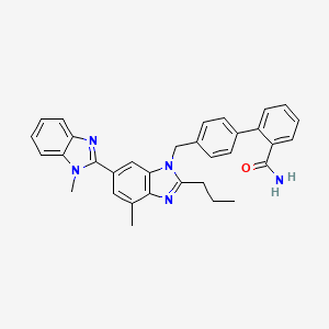 4'-((1,7'-Dimethyl-2'-propyl-1H,3'H-[2,5'-bibenzo[d]imidazol]-3'-yl)methyl)-[1,1'-biphenyl]-2-carboxamide chemical structure (CAS 915124-86-6)
