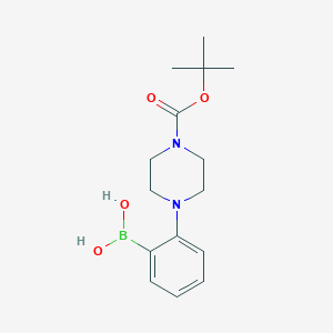 (2-(4-(tert-Butoxycarbonyl)piperazin-1-yl)phenyl)boronic acid chemical structure (CAS 915770-01-3)