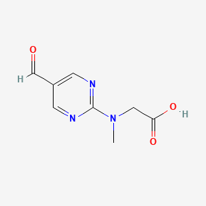 2-((5-Formylpyrimidin-2-yl)(methyl)amino)acetic acid chemical structure (CAS 915921-77-6)
