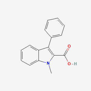 1-Methyl-3-phenyl-1H-indole-2-carboxylic acid chemical structure (CAS 91606-00-7)