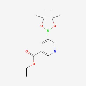 Ethyl 5-(4,4,5,5-tetramethyl-1,3,2-dioxaborolan-2-yl)nicotinate chemical structure (CAS 916326-10-8)