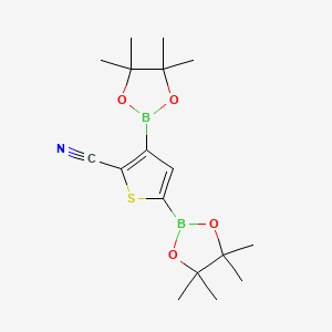 3,5-Bis(4,4,5,5-tetramethyl-1,3,2-dioxaborolan-2-yl)thiophene-2-carbonitrile chemical structure (CAS 916454-57-4)