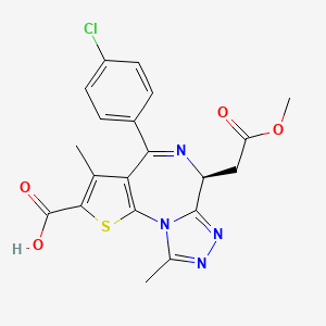 (S)-4-(4-Chlorophenyl)-6-(2-methoxy-2-oxoethyl)-3,9-dimethyl-6H-thieno[3,2-f][1,2,4]triazolo[4,3-a][1,4]diazepine-2-carboxylic acid chemical structure (CAS 916493-82-8)