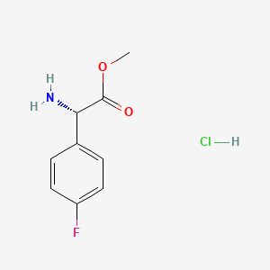 (S)-Methyl 2-amino-2-(4-fluorophenyl)acetate hydrochloride chemical structure (CAS 916602-09-0)
