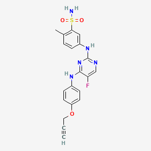 5-((5-Fluoro-4-((4-(prop-2-yn-1-yloxy)phenyl)amino)pyrimidin-2-yl)amino)-2-methylbenzenesulfonamide chemical structure (CAS 916741-98-5)