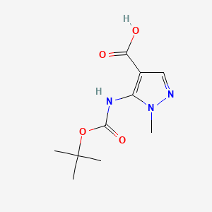 5-((tert-Butoxycarbonyl)amino)-1-methyl-1H-pyrazole-4-carboxylic acid chemical structure (CAS 916850-80-1)