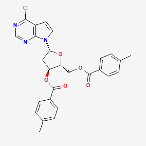 (2R,3S,5R)-5-(4-Chloro-7H-pyrrolo[2,3-d]pyrimidin-7-yl)-2-(((4-methylbenzoyl)oxy)methyl)tetrahydrofuran-3-yl 4-methylbenzoate chemical structure (CAS 91713-43-8)