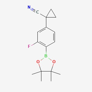 1-(3-Fluoro-4-(4,4,5,5-tetramethyl-1,3,2-dioxaborolan-2-yl)phenyl)cyclopropane-1-carbonitrile chemical structure (CAS 917397-94-5)