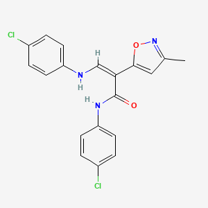 N-(4-Chlorophenyl)-3-((4-chlorophenyl)amino)-2-(3-methylisoxazol-5-yl)acrylamide chemical structure (CAS 917837-54-8)