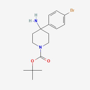 tert-Butyl 4-amino-4-(4-bromophenyl)piperidine-1-carboxylate chemical structure (CAS 917925-62-3)