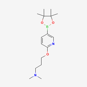 N,N-Dimethyl-3-((5-(4,4,5,5-tetramethyl-1,3,2-dioxaborolan-2-yl)pyridin-2-yl)oxy)propan-1-amine chemical structure (CAS 918643-56-8)