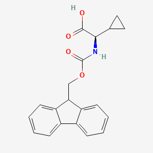 (R)-2-((((9H-Fluoren-9-yl)methoxy)carbonyl)amino)-2-cyclopropylacetic acid chemical structure (CAS 923012-40-2)