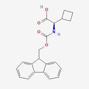(R)-2-((((9H-Fluoren-9-yl)methoxy)carbonyl)amino)-2-cyclobutylacetic acid chemical structure (CAS 923012-41-3)