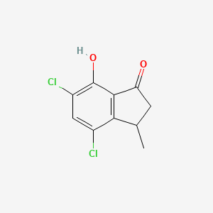 4,6-Dichloro-7-hydroxy-3-methyl-2,3-dihydro-1H-inden-1-one chemical structure (CAS 923178-14-7)