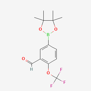 5-(4,4,5,5-Tetramethyl-1,3,2-dioxaborolan-2-yl)-2-(trifluoromethoxy)benzaldehyde chemical structure (CAS 923281-74-7)