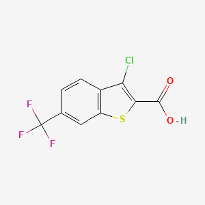3-Chloro-6-(trifluoromethyl)benzo[b]thiophene-2-carboxylic acid chemical structure (CAS 923849-73-4)