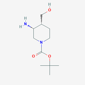 tert-Butyl (3R,4R)-3-amino-4-(hydroxymethyl)piperidine-1-carboxylate chemical structure (CAS 923956-61-0)