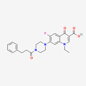 1-Ethyl-6-fluoro-4-oxo-7-(4-(3-phenylpropanoyl)piperazin-1-yl)-1,4-dihydroquinoline-3-carboxylic acid chemical structure (CAS 924198-81-2)