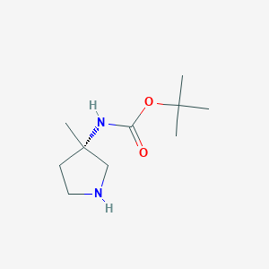 (S)-tert-Butyl (3-methylpyrrolidin-3-yl)carbamate chemical structure (CAS 927652-04-8)