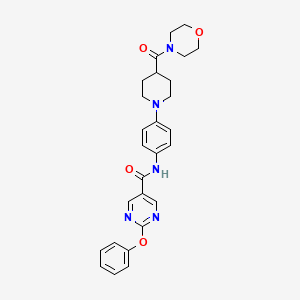 N-(4-(4-(Morpholine-4-carbonyl)piperidin-1-yl)phenyl)-2-phenoxypyrimidine-5-carboxamide chemical structure (CAS 927878-49-7)