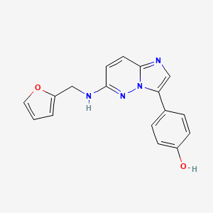 4-(6-((Furan-2-ylmethyl)amino)imidazo[1,2-b]pyridazin-3-yl)phenol chemical structure (CAS 928333-30-6)