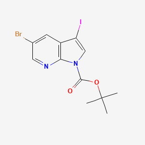 tert-Butyl 5-bromo-3-iodo-1H-pyrrolo[2,3-b]pyridine-1-carboxylate chemical structure (CAS 928653-81-0)