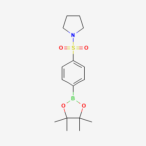 1-((4-(4,4,5,5-Tetramethyl-1,3,2-dioxaborolan-2-yl)phenyl)sulfonyl)pyrrolidine chemical structure (CAS 928657-21-0)