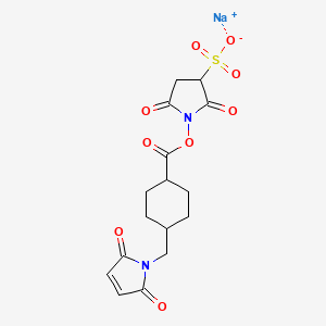Sodium 1-((4-((2,5-dioxo-2,5-dihydro-1H-pyrrol-1-yl)methyl)cyclohexane-1-carbonyl)oxy)-2,5-dioxopyrrolidine-3-sulfonate chemical structure (CAS 92921-24-9)