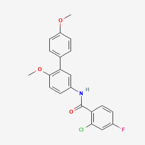 2-Chloro-N-(4',6-dimethoxy-[1,1'-biphenyl]-3-yl)-4-fluorobenzamide chemical structure (CAS 930470-97-6)