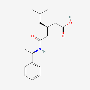 (R)-5-Methyl-3-(2-oxo-2-(((R)-1-phenylethyl)amino)ethyl)hexanoic acid chemical structure (CAS 930585-94-7)