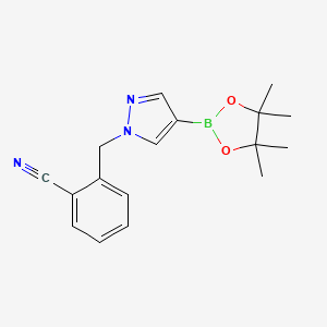 2-((4-(4,4,5,5-Tetramethyl-1,3,2-dioxaborolan-2-yl)-1H-pyrazol-1-yl)methyl)benzonitrile chemical structure (CAS 930596-18-2)