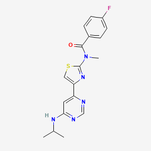 4-Fluoro-N-(4-(6-(isopropylamino)pyrimidin-4-yl)thiazol-2-yl)-N-methylbenzamide chemical structure (CAS 932737-65-0)
