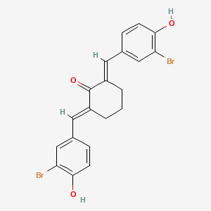 2,6-Bis(3-bromo-4-hydroxybenzylidene)cyclohexan-1-one chemical structure (CAS 932749-62-7)